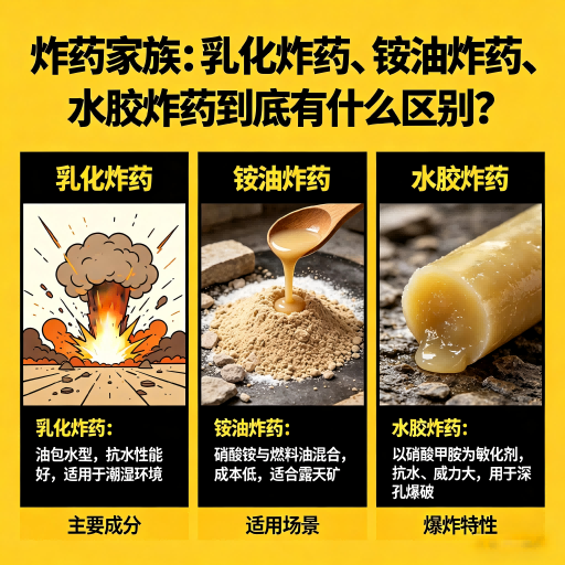 民乐炸药家族：乳化炸药、铵油炸药、水胶炸药到底有什么区别？